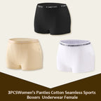 3Pcs Women's Panties Cotton Seamless Sports Boxers Underwear Female Solid Color Briefs Lingerie Intimate Underpant Finetoo S-XXL - Matrix Studios