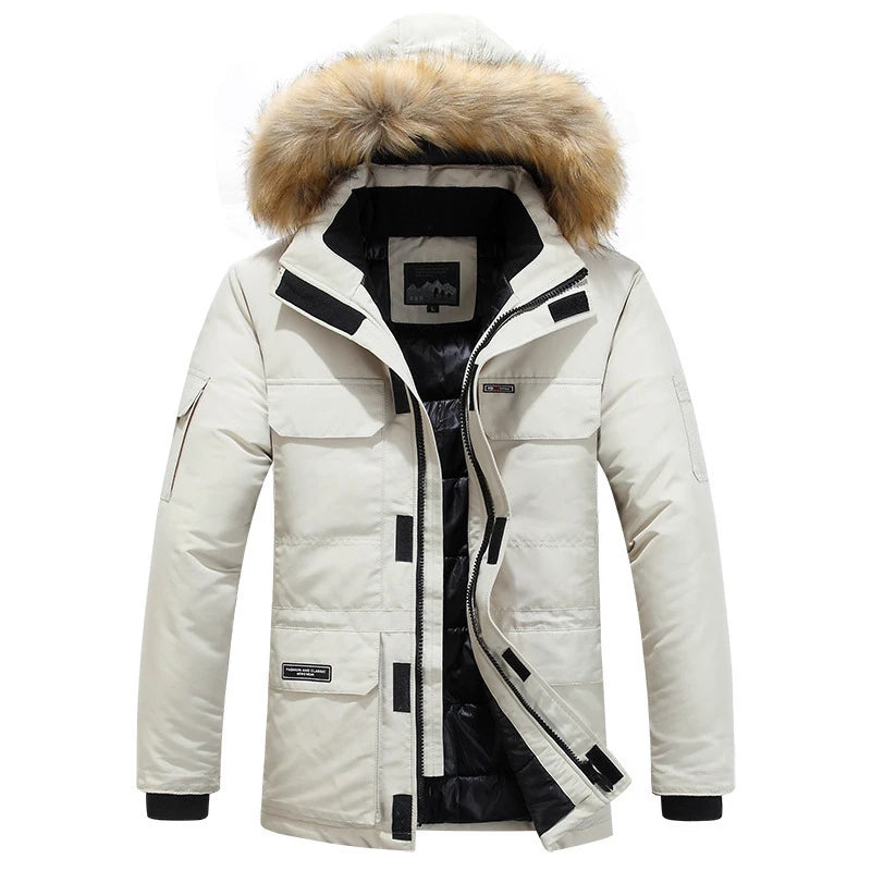 Winter Men Fur Hooded Parkas Man Snow Mountain Ski Thermal Coats Men -30 Degree Thicken Warm Down Padded Jackets Clothing - Matrix Studios