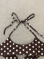 Coquette Retro Brown Polka Dot Tankini For Women Halter String Tie Back Bikini Top Matching Fold Waist Short Beach Swimwear Sets - Matrix-studios.com