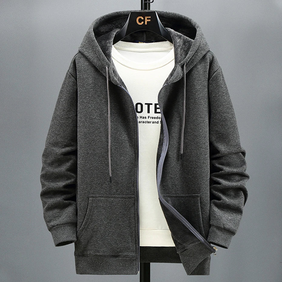 Plus Size 10XL 12XL Hoodie Men Autumn Winter Fleece Hoodies Solid Color Jacket Hoodies Big Size 12XL Blue Black Red Grey - Matrix Studios