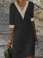 Customizable Women Dress Summer Sexy V-neck Casual Solid Dress - Matrix-studios.com