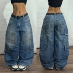 2025 Fashion New Oversized Pattern Printing Baggy Jeans Men Y2K Street Vintage Rock Casual Straight High Waist Wide Leg Trousers - Matrix Studios