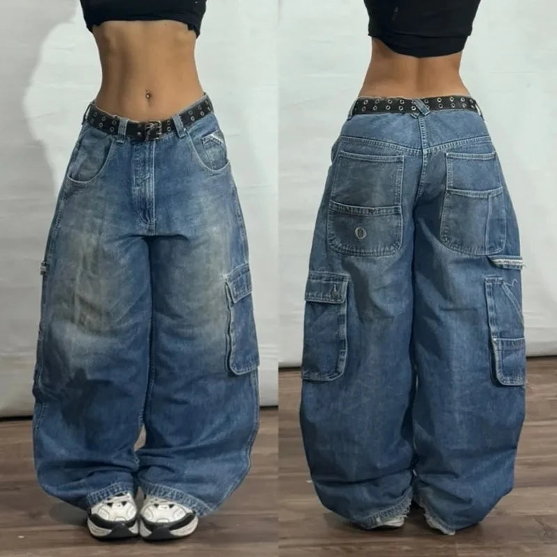 2025 Fashion New Oversized Pattern Printing Baggy Jeans Men Y2K Street Vintage Rock Casual Straight High Waist Wide Leg Trousers - Matrix Studios