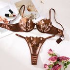 Embroidered Print Pajama Set - A Set Featuring a Floral Design Suitable for Women, a Sexy Bra ZA824031 - Matrix-studios.com
