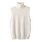 Women 100% Merino Wool Sleeveless Pullovers Turtleneck Sweater Waistcoat Wool Knitwear Spring Autumn Winter Fashion Vest Tops - Matrix Studios