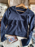 Pink Striped Slim Long Sleeve Tees Women Spring Casual Cotton O-neck Tshirt New Tops Clothes Sweet Cute  Vintage T-shirts Y2K - Matrix-studios.com
