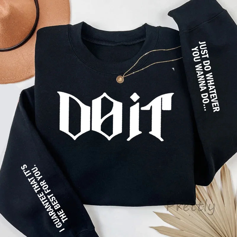 Do It Crewneck Sweatshirt Women Men Pink Kpop Fan Merch SKZ Sweatshirts Pullover Long Sleeve Hoodies Streewear Woman Clothing - Matrix Studios