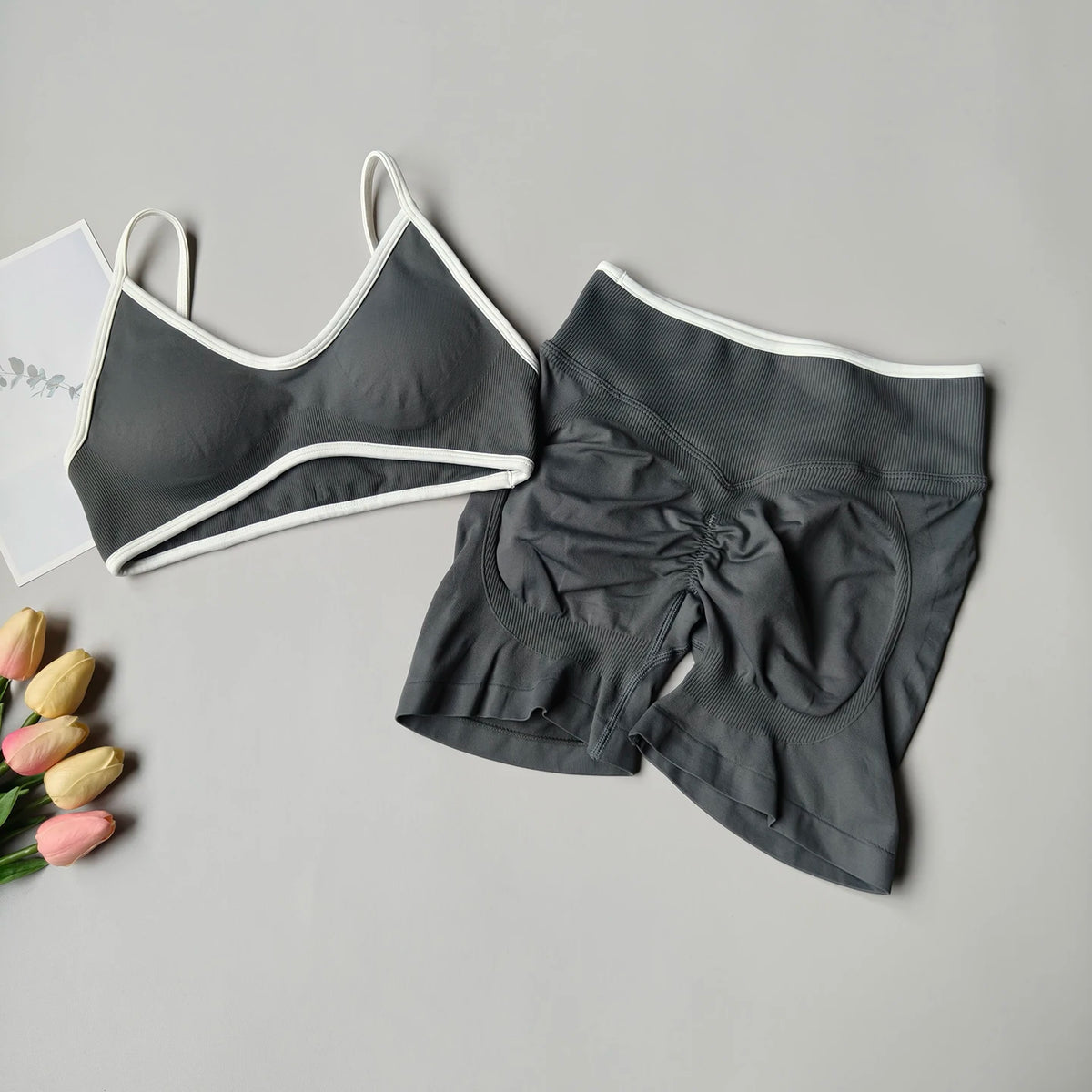 Peach Buttock Yoga Suit Women Gym Seamless Suspender Gathering Bra High Waist Hip Lifting Belly Tightening Shorts Fitness Set - Matrix-studios.com