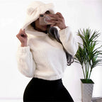 Winter Korean Fashion Bear Ears Cute Loose Hoodie Fluffy Hooded Warm Sweatshirt Long Sleeve Top Solid Pullover Clothes For Women - Matrix Studios