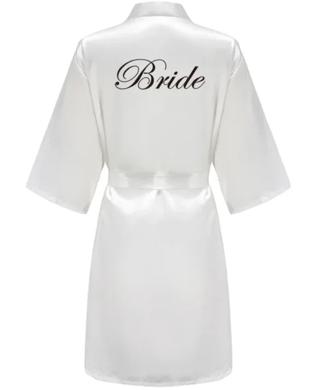 RB91 2017 Fashion Silk Bride of Mother Robe with Gold Letter Sexy Women Short Satin Wedding Kimono Sleepwear Get Ready Robe - Matrix-studios.com