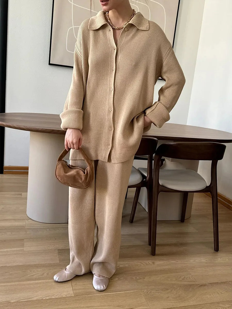Bornladies Autumn Winter New Knit Cardigan Pants Set Loose Two Piece Casual Sweater Suit Women Thick Warm Soft Knitted Outfit - Matrix-studios.com