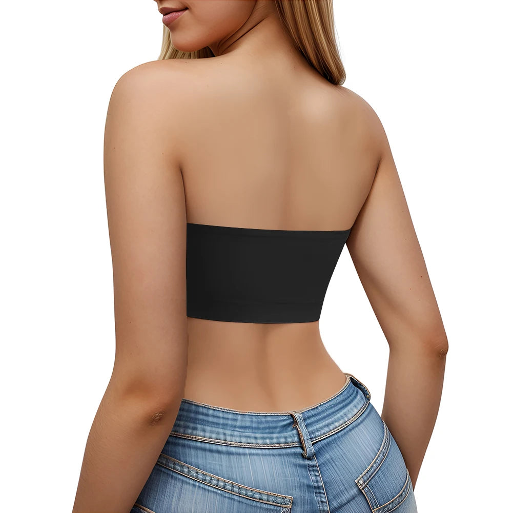 Sexy Seamless Strapless Tube Top Bra Women's Half Cup Ultra Thin Silicone Non-slip Underwear Off-the-shoulder  Dress Lingerie - Matrix Studios