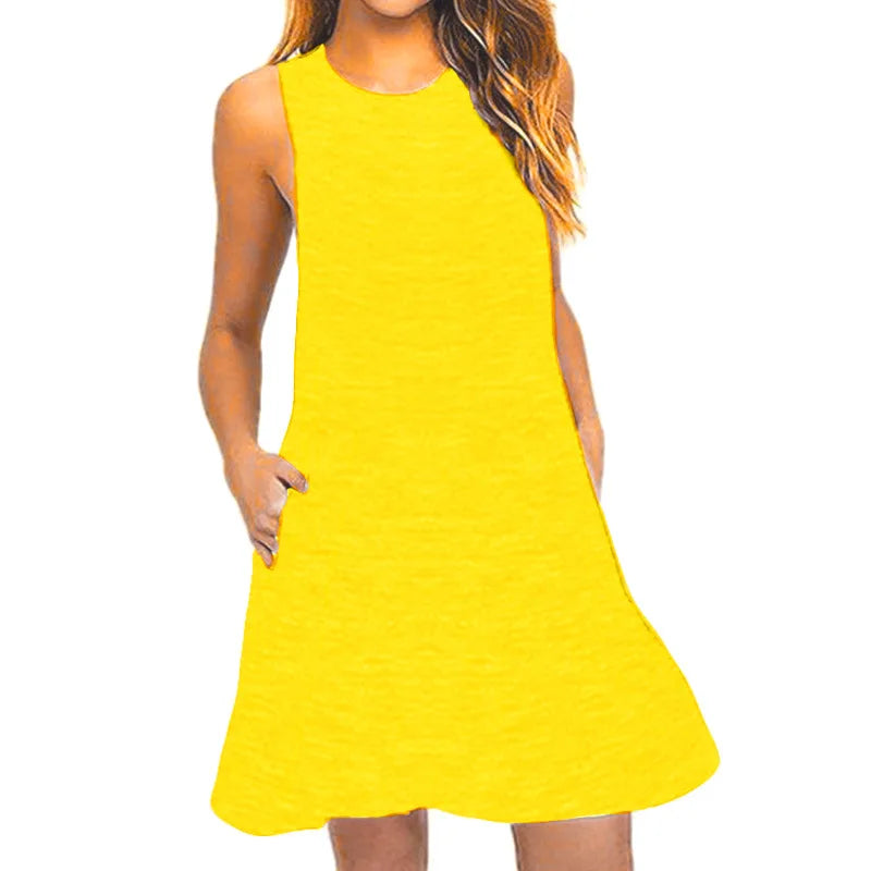 Women's Summer Casual Swing T-Shirt Dresses Beach Cover Up With Pockets Plus Size Loose T-shirt Dress - Matrix-studios.com