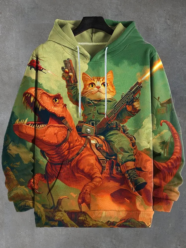 2026 Men's Hoodies Funny Cat Dinosaur UFO Art 3D Printed Cartoon Sweatshirt Men Women Tracksuit Oversized Casual Street Y2k Coat - Matrix Studios
