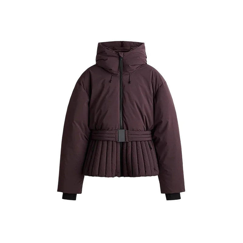 Chic Hooded One Piece Women's Winter Ski Suits Belt Stand Collar High Waist Pockets Overall Jumpsuits 2026 New Lady Warm Skiwear - Matrix Studios