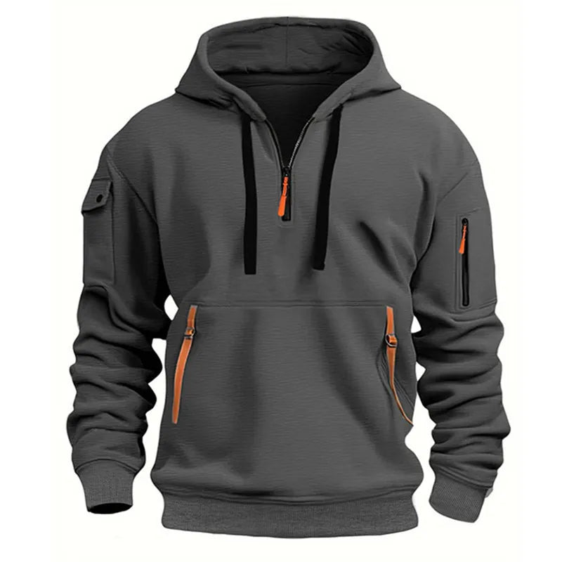 Men's Hoodie Multi Pocket Zipper Casual Sports Hoodie Men/Women Plus Size Loose Pullover Fashion Sweatshirt Long-Sleeve tops - Matrix Studios
