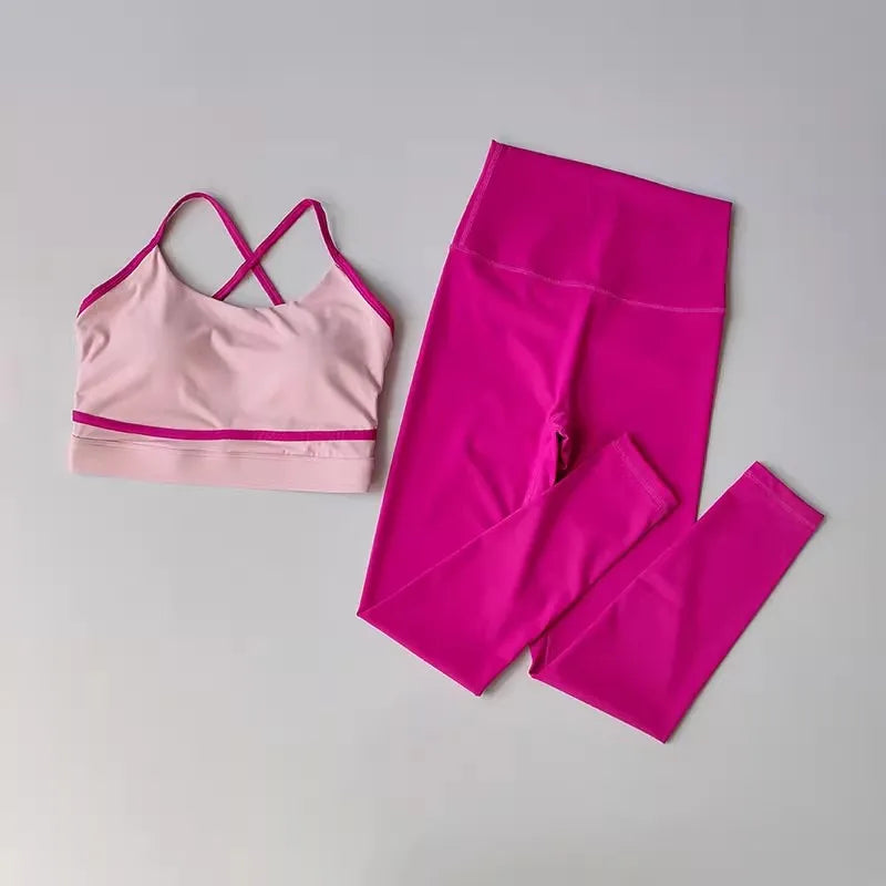 Women's Yoga Set Workout Set 2 Piece High Waist Yoga Leggings Sports Bra Gym Suit Activewear Sports Fitness Set Sports Suit - Matrix-studios.com