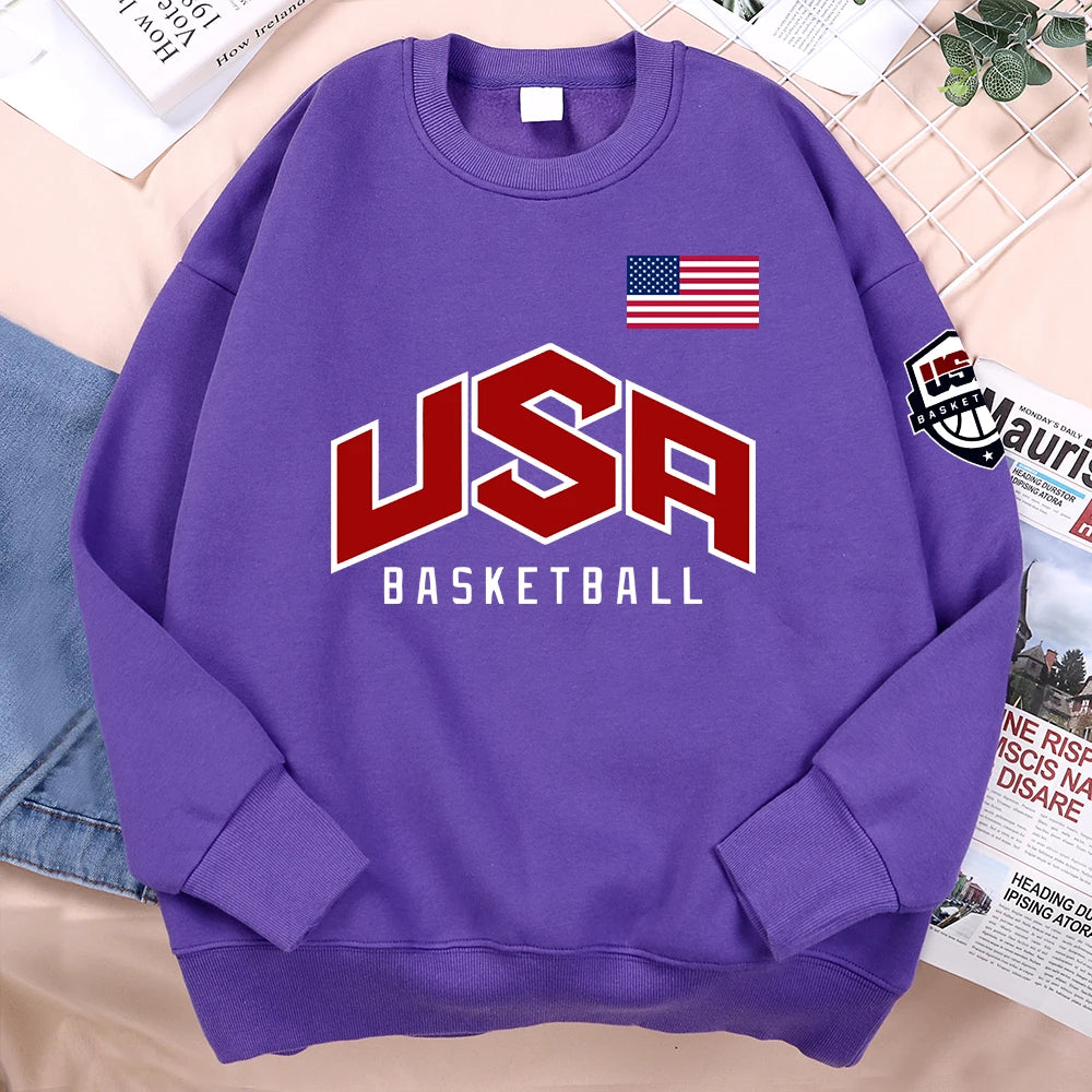 USA Basketballer Printed Street Casual Hoody Men Women Hip Hop Oversized Clothing Loose Warm Fleece Sweatshirts Couple Hoodies - Matrix Studios