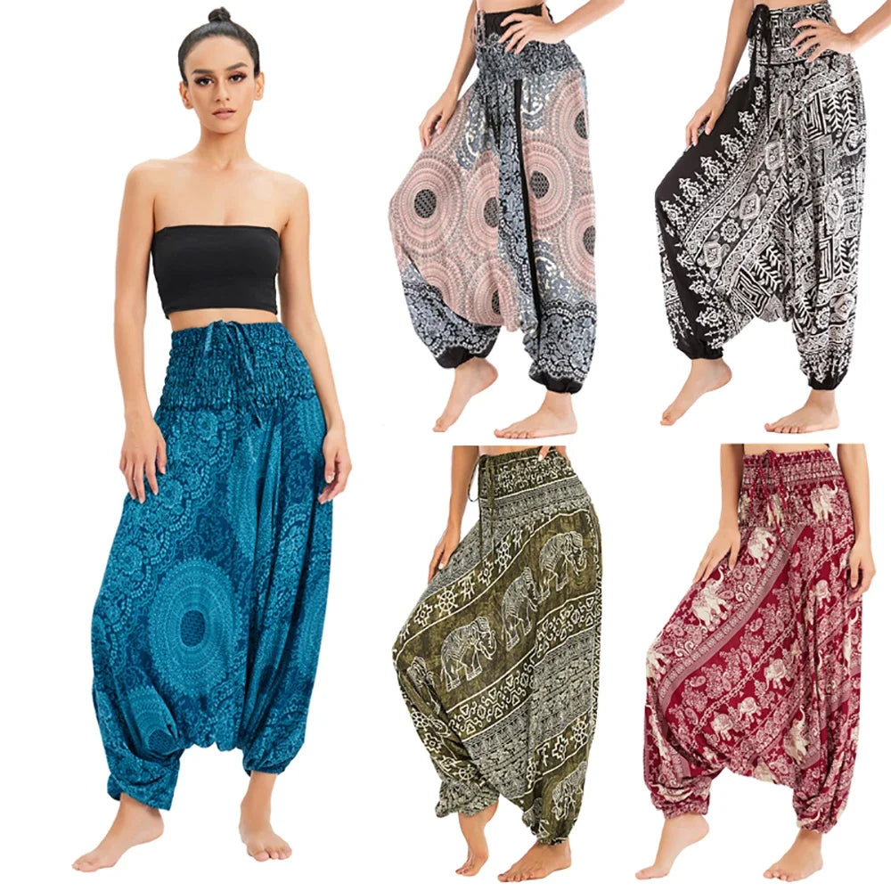 Bohemian Pants Women Pantalones Mujer Hippie High Waist Rayon Harem Baggy Boho Yoga Beach Wear Pour Femme Calca Feminina Printed - Matrix Studios