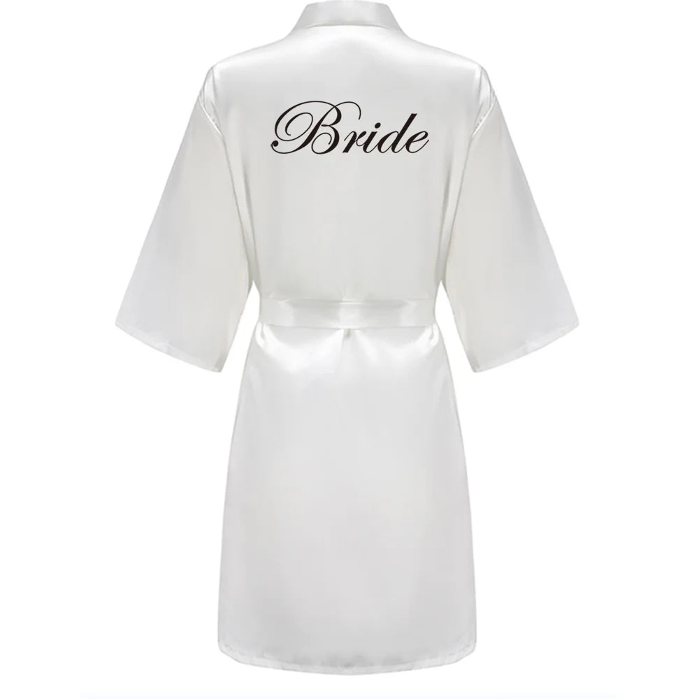 Rose Gold Satin Team Bride Bridesmaid Robe Wedding Bathrobe Gown Women Dressing Sleepwear Mother Maid of Honor Kimono - Matrix-studios.com
