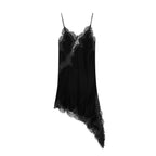 Satin Sexy Lace Spliced Short Sling Dress Women Sleeveless Backless Asymmetric Sexy Party Dresses 2026 Summer Lady Dress ﻿ - Matrix-studios.com