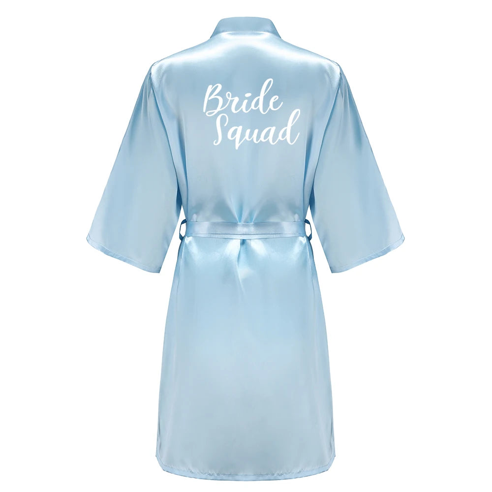 Blue Women Bathrobe White Letter Bride Bridesmaid Mother Maid of Honor Get Ready Bridal Party Robes Gifts Dressing Gown - Matrix-studios.com