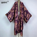 WINYI Summer New Fashion Print Women Cardigan Loose Long Dress Elegant Party Boho Maxi Beach Holiday Cover Up Kimonos Kaftan - Matrix Studios
