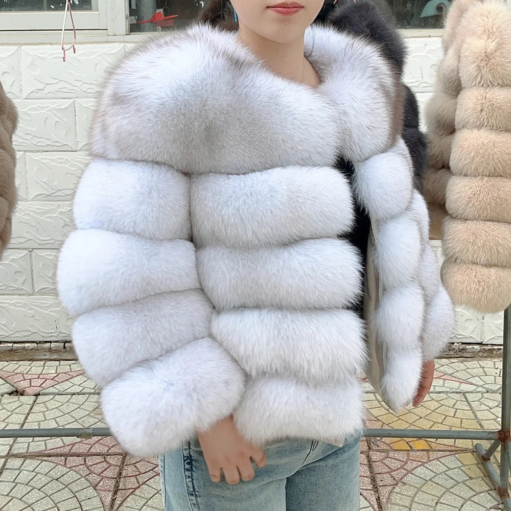 QUEENTINA Real Fox Fur Coat Winter Women'S New Fashion Furry 2025 Leather And Skin White Clothing Natural New In Coats & Jackets - Matrix Studios