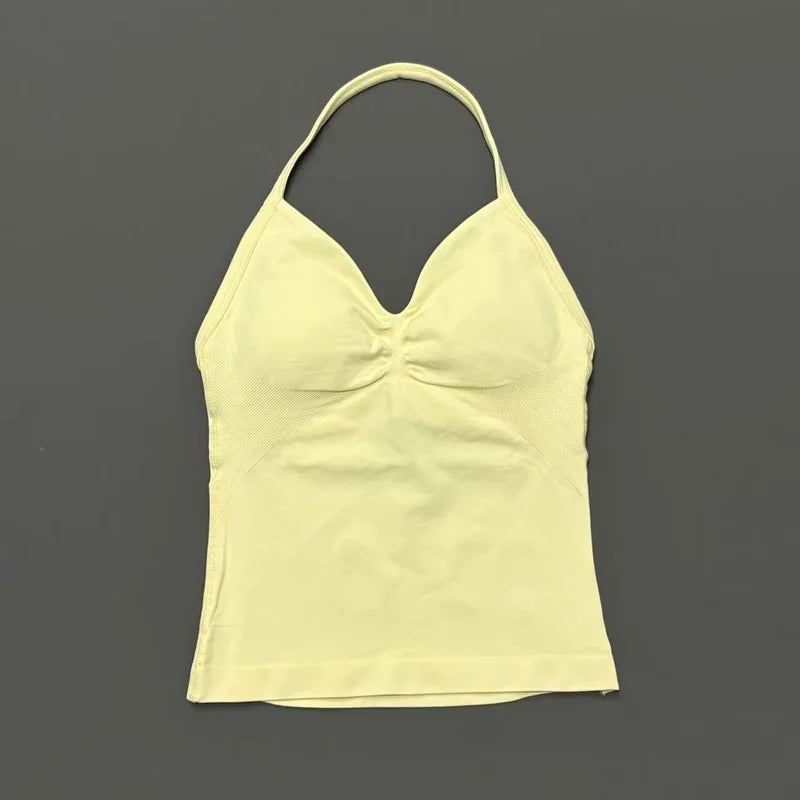 Women Solid Color Yoga Sports Tank Top Sleeveless Quick Dry Breathable Elastic Slim Fit Gym Workout Running Fitness Soft Skin - Matrix-studios.com
