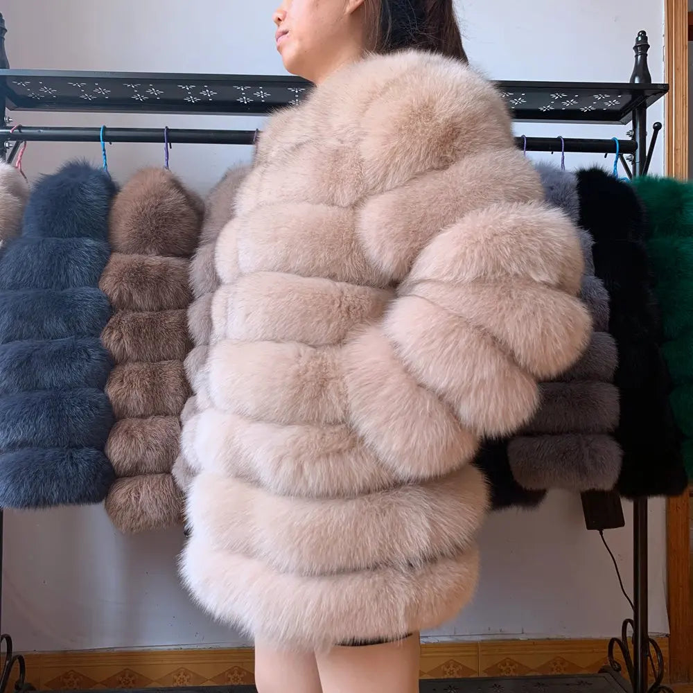 70CM 4in1 New Fast Shipping New Fashion Women Fashion Real Natural Fox Fur Long Coat Jacket for Winter Warm Over Coat - Matrix Studios
