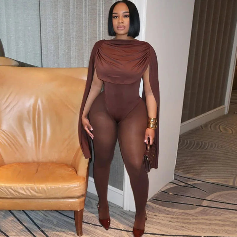 Solid Patchwork Bandage Ruched Jumpsuit Woman Elegant Sleeveless Strecth Sheath Evening Romper Women Jumpsuits Combinaison Femme - Matrix Studios