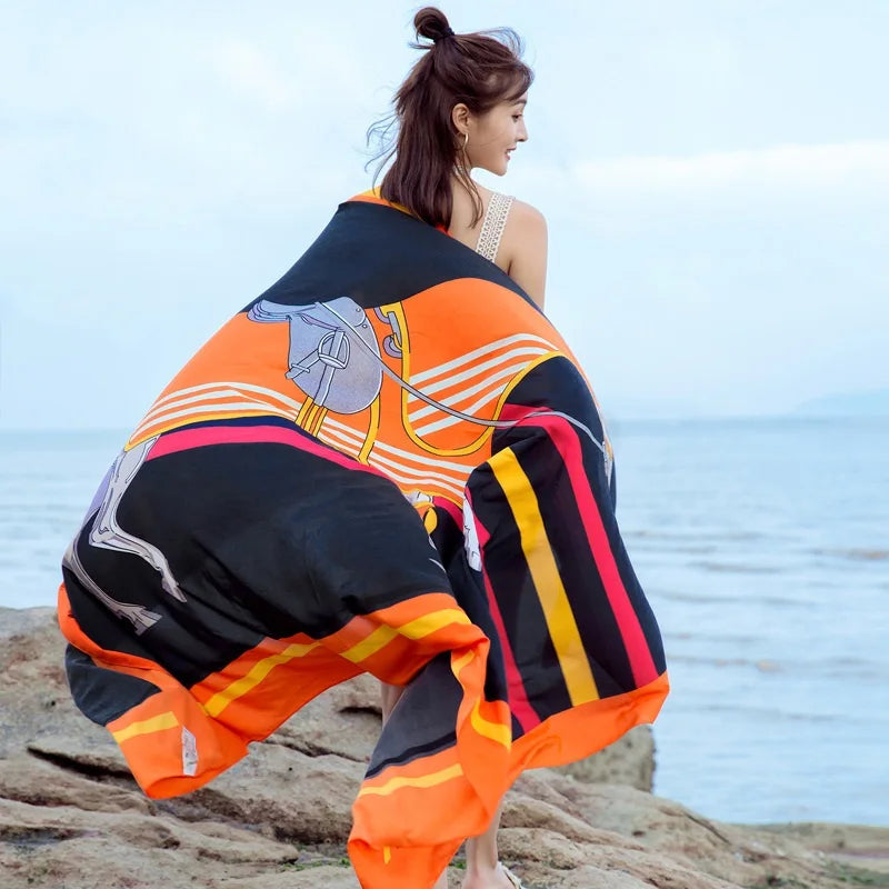 140x180cm Celebrity With The Same Cover-Ups Women Large Beach Dress Bikini Bathing Swimwear Sunburn Protection Sarong Wrap Scarf - Matrix Studios