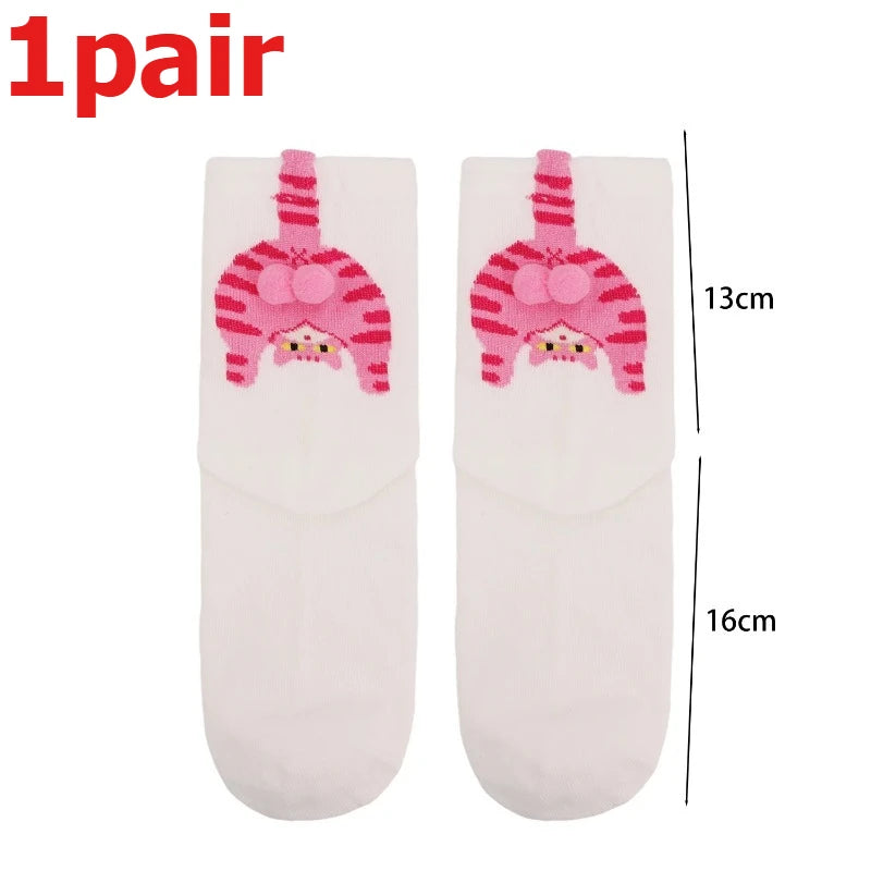 4pcs Funny Abstract 3D Cat Butt Mid-Tube Socks Cartoon Quirky Cotton Casual Socks Cat Egg Floor Sock for Cute Girls Couple Gifts - Matrix Studios