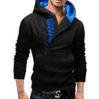 Men's Hoodies Long Sleeve Sweatshirts for Men Zipper Hooded Pullover High Neck Mens Sweatshirt Top Jacket Coat Black Sweater - Matrix Studios
