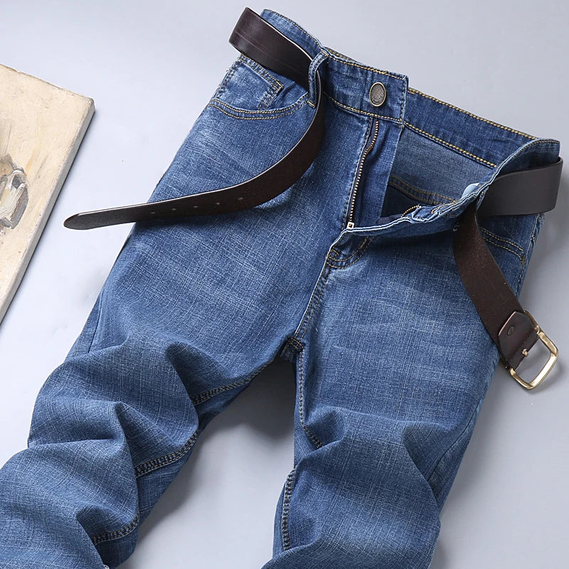 Spring Autumn Business Men Jeans Casual Straight Stretch Fashion Classic Black Sky Blue Grey Work Denim Trousers Brand Clothing - Matrix Studios