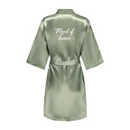 Women's Satin Robe Silk Kimono Bathrobe Pure Short Sexy Sleepwear Bridesmaid Bride Party Robes Grass Green
