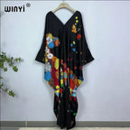 WINYI Print Summer Maxi Dress Muslim Abaya Lady Beach Cover Up Muslim Woman Dresses Beachwear Fashion Kaftan Abaya Dubai Luxury - Matrix Studios