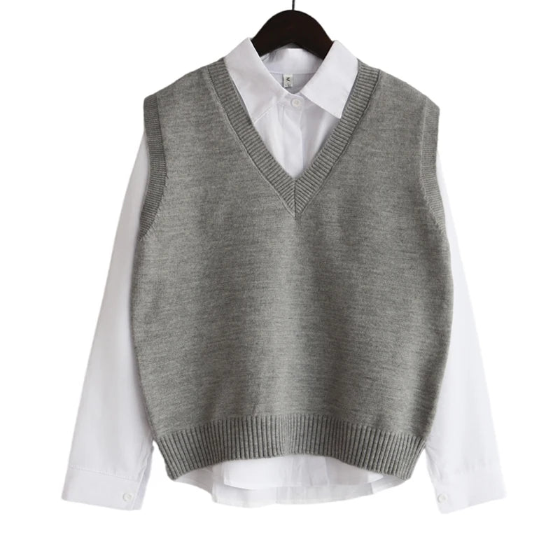 Fall Winter Sweater Vest Women 2026 Korean Fashion V Neck Sleeveless Knitted Pullover Waistcoat Female Loose Spring Jumper - Matrix Studios