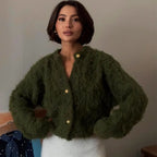 Tuularose Women Autumn Winter Sweater New Solid Plush Patchwork Cardigan Fashion Commuter Streetwear Warm Casual Female Outwear - Matrix Studios