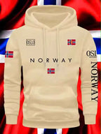 NORWAY printing Autumn winter models Men's Fleece windproof Warm Cotton Oversized Hoodie Outdoor Commuter Men's High Elastic top - Matrix Studios