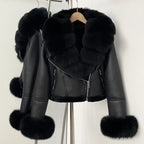 Reality Fur Jacket Winter Real Fur Cuffs Clothes Women Short Faux Leather Fake Fur Inner Jacket Female Thick Warm Fox Fur Coat - Matrix Studios