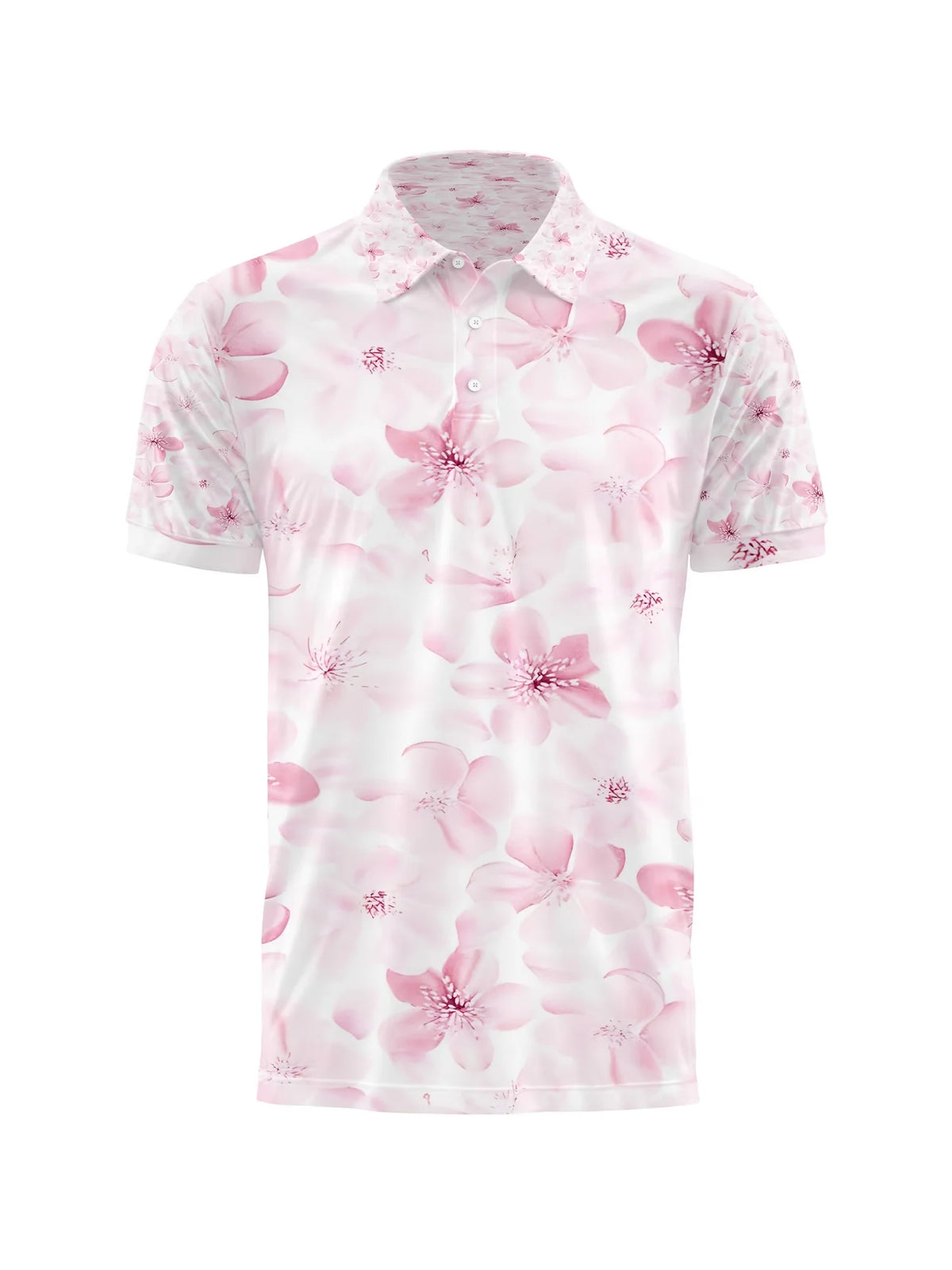 Japanese Cherry Blossom Pattern Polo Shirt For Men Women 3D Print T-Shirts Harajuku Street Short Sleeve Lapel Polo Tops Tees - Matrix-studios.com