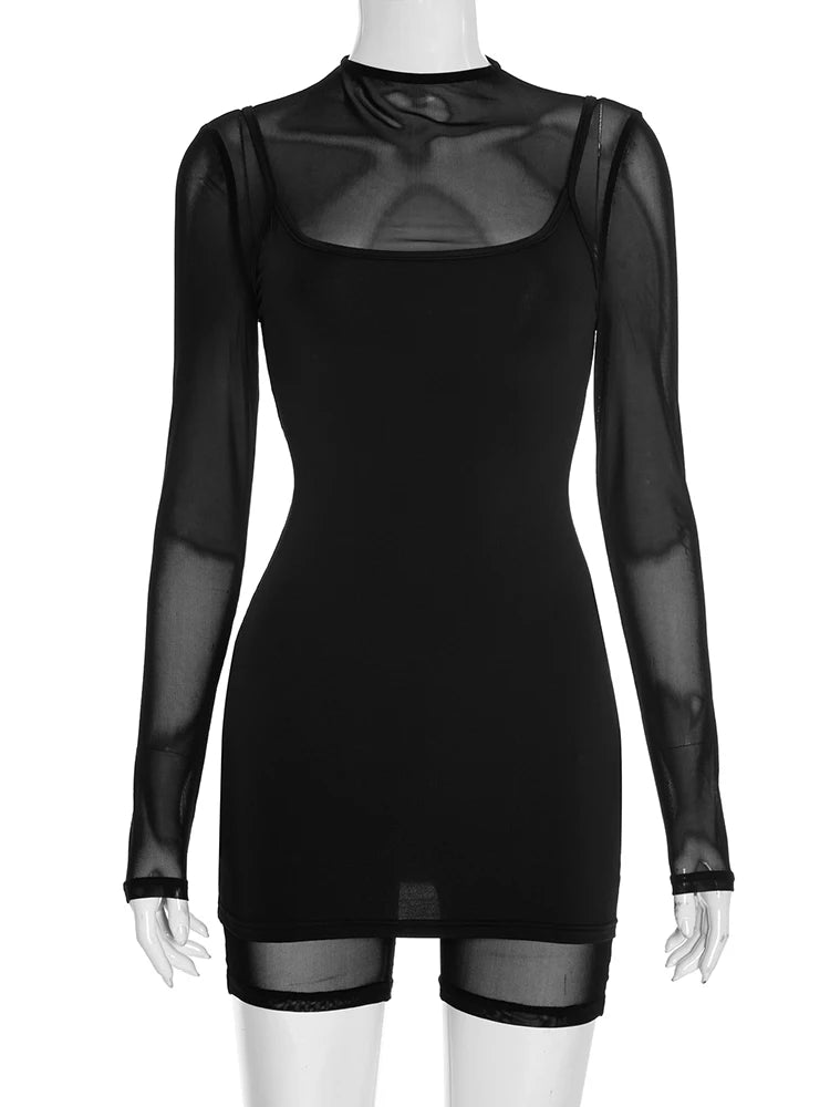 Weird Puss Sexy Romper+Dress Women Sexy Adjustable Strap Tight Midnight Club Hipster Skinny Stretch Autumn Fashion Mini Bodycon - Matrix Studios