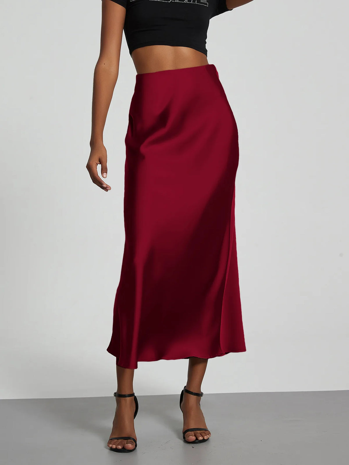 21 Colors New 2026 Women's Elegant High Waist Satin Long Skirts Female Summer Solid Color Faldas - Matrix-studios.com