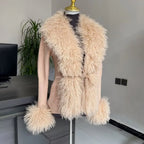 Women Knit Faux Fur Cardigan Spring Autumn Elegant Ladies Fashion Faux Fur Coat Knitted Sweater with Fake Fox Fur Collar - Matrix Studios