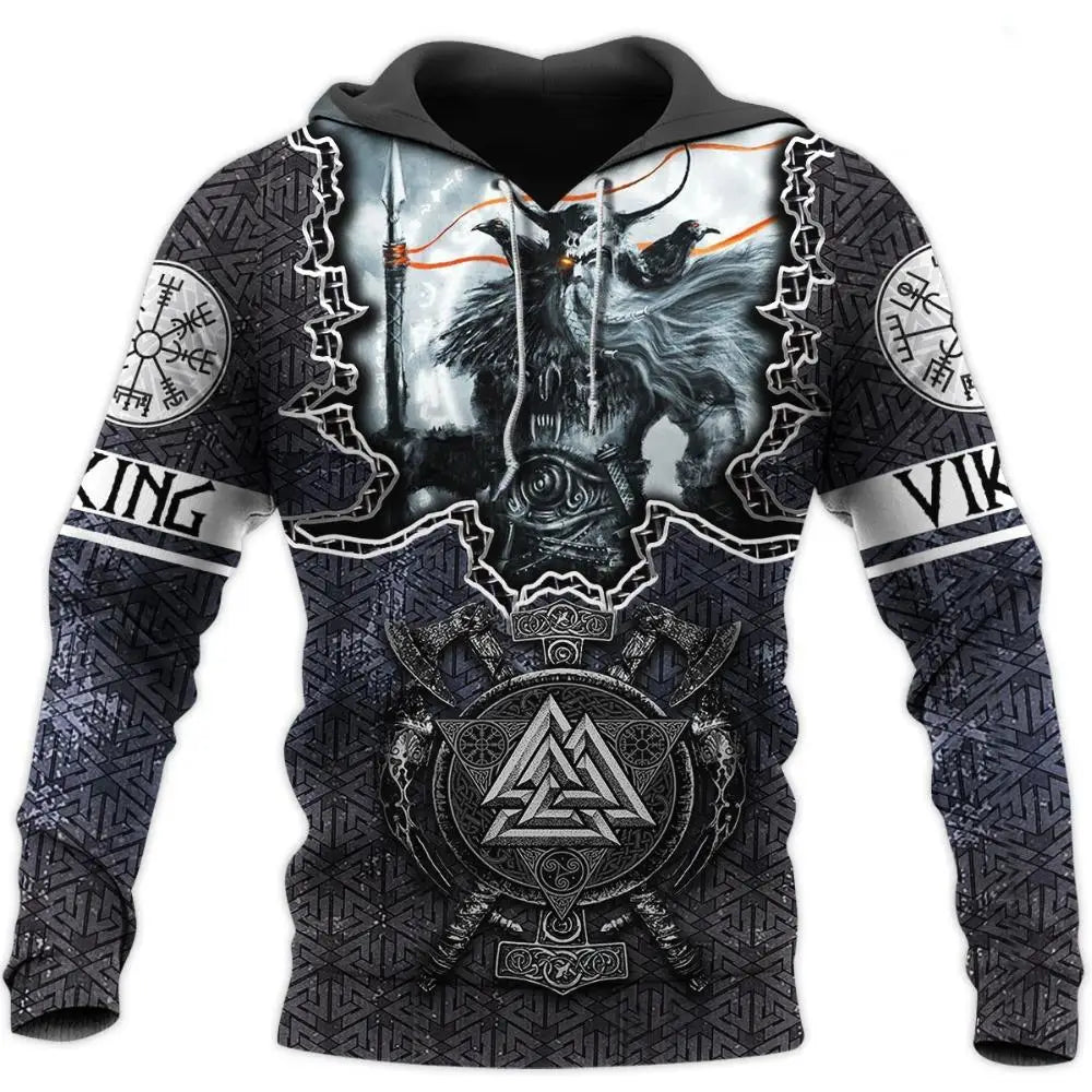 2024 New Hoodie 3d Viking Harajuku Print Pullover Men's Hooded Sweatshirt Oversized Vintage Male Clothing Fall Long Sleeve - Matrix Studios