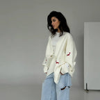Zekye Cross-border Dachshund Embroidered Sweater Coat For Women Super Loose Soft Lazy Fashionable Knitted Cardigan Outerwear - Matrix Studios