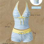 blue striped bikini swimsuit tankinis 2000s swimsuits bathing suits woman 2 piece set dot yellow vacation Swimwears beach Outfit - Matrix-studios.com