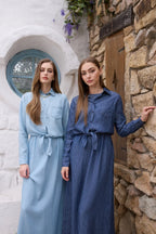 AS  SS26 Lyocell light Denim pinstripe wrap shirt + dress matching set fashionable vitality women's outfit - Matrix-studios.com