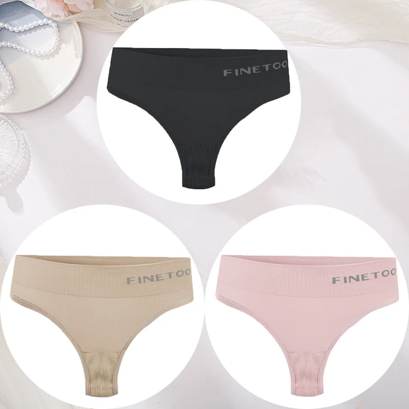 3PCS/Set Women's Panties Sexy Underwear FINETOO Large Size Thong Women Seamless Panties High Waist Girls Thongs M-2XL - Matrix Studios